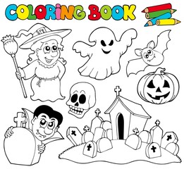 Naklejka premium Coloring book with Halloween theme