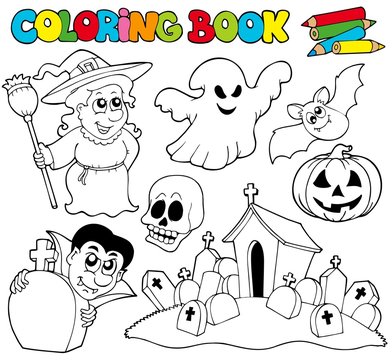 Coloring book with Halloween theme