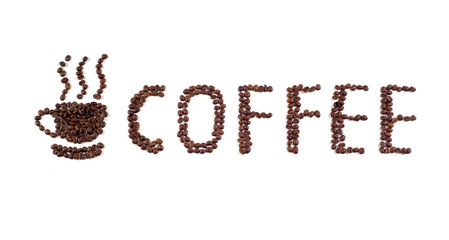 Coffee sign made of beans