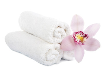 Fototapeta na wymiar flower and towels