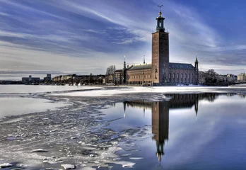 Fotobehang Winter image of Stockholm City hall. © Anette Andersen