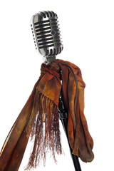 Microphone, stand and scarf