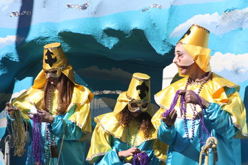 Char bleu au carnaval de la nouvelle orléans