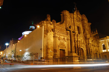 Fototapeta na wymiar La Compania church at night in downtown Quito, Ecuador