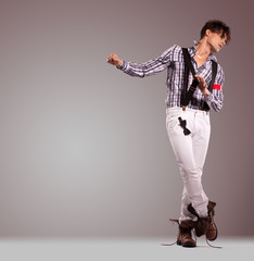 very attractive young male model looking away