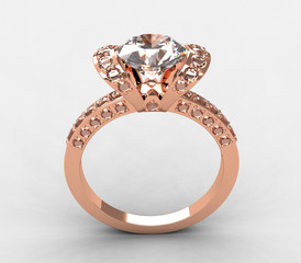 Tiffany 18k rose gold diamond ribbon engagement ring