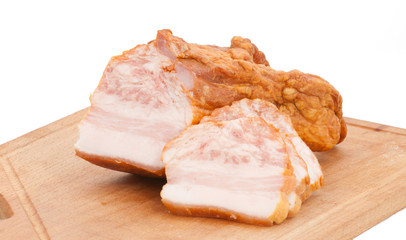 meat delicatessen on the board isolated on the white