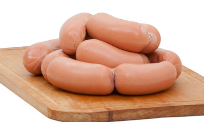 meat delicatessen on the board isolated on the white