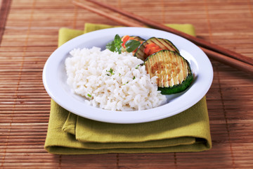 Rice and grilled zucchini