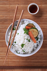 White rice and grilled zucchini