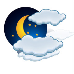 moon rain cloud icon vector