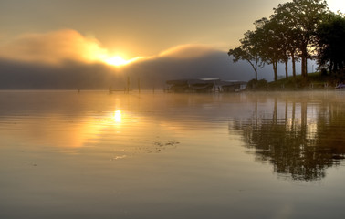 Fototapeta na wymiar HDR Sunrise over Lake Okoboji