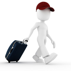 3d man traveler, in vacation