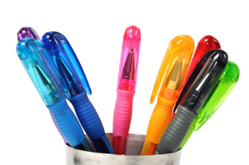 Colored ball-pen in steel cup