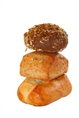 Verschiedene Brötchen, gestapelt