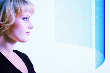 woman beautiful looking at screen