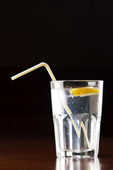 Vodka with ice and lemon