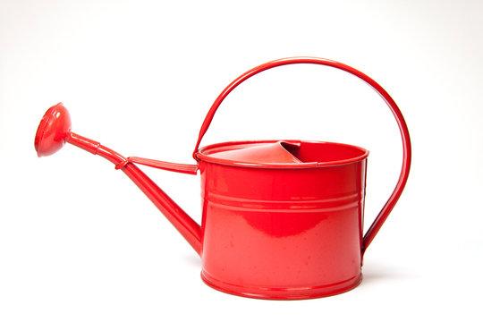 Red Watering Can Isolated On White Background