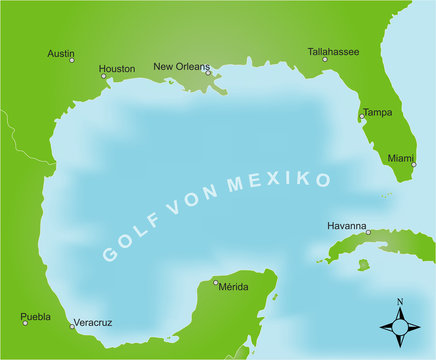Karte Golf von Mexiko / vektor