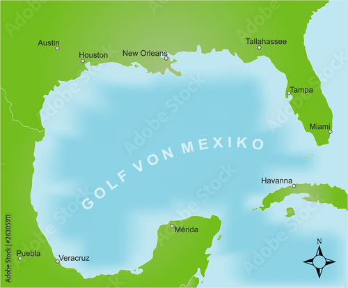 "Karte Golf von Mexiko / vektor" Stockfotos und ...