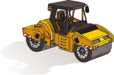 Rouleau compresseur jaune