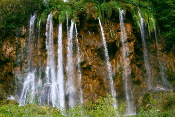 Waterfall view in the national Park of Plitvice, Croatia