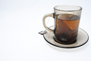 Tea cup green tea isolated on white