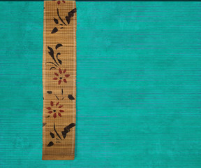 Flower bamboo banner on aquamarine