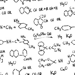 Chemistry abstract formulas. Seamless vector background pattern.