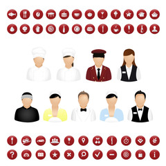 Restaurant People Icons And Map Icons Vector Set