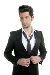 Handsome young man suit casual tie suit