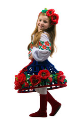 young girl on a white background