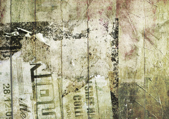 Grunge Background with graffiti and old newspapers