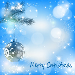 Christmas balls with stars and snowflakes abstract background