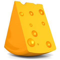 Piece of tasty Cheese. Detailed 3D rendering (Hi-Res)