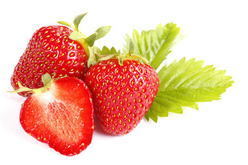 Strawberries on white background