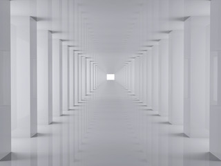 Fototapeta premium 3D biały korytarz