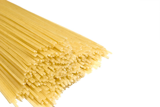 Bundle of spaghetti isolated over white