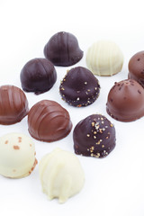 A collection of mixed chocolates and truffles