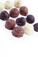 A collection of mixed chocolates and truffles