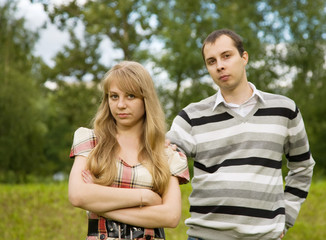 couple after quarrel outside