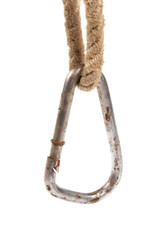 alpinist carabiner hang in rope