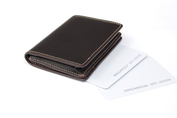 Lather bag and card on isolate background.