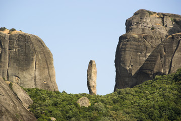 typical rock formation in Meteora, Greece