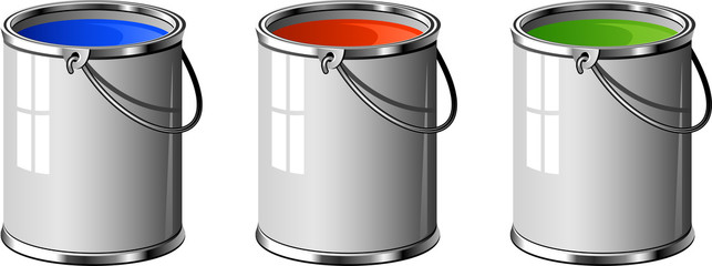 Three buckets of paint