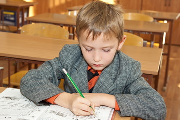 Pupil wrote in a copybook