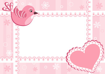 Baby photo frame with bird.