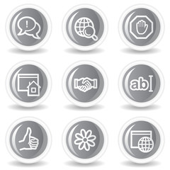 Internet web icons set 1, circle grey glossy buttons