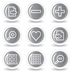 Image viewer web icons set 1, circle grey glossy buttons