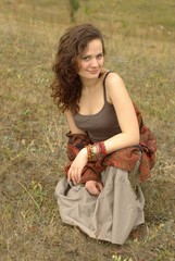 Girl in the autumn field